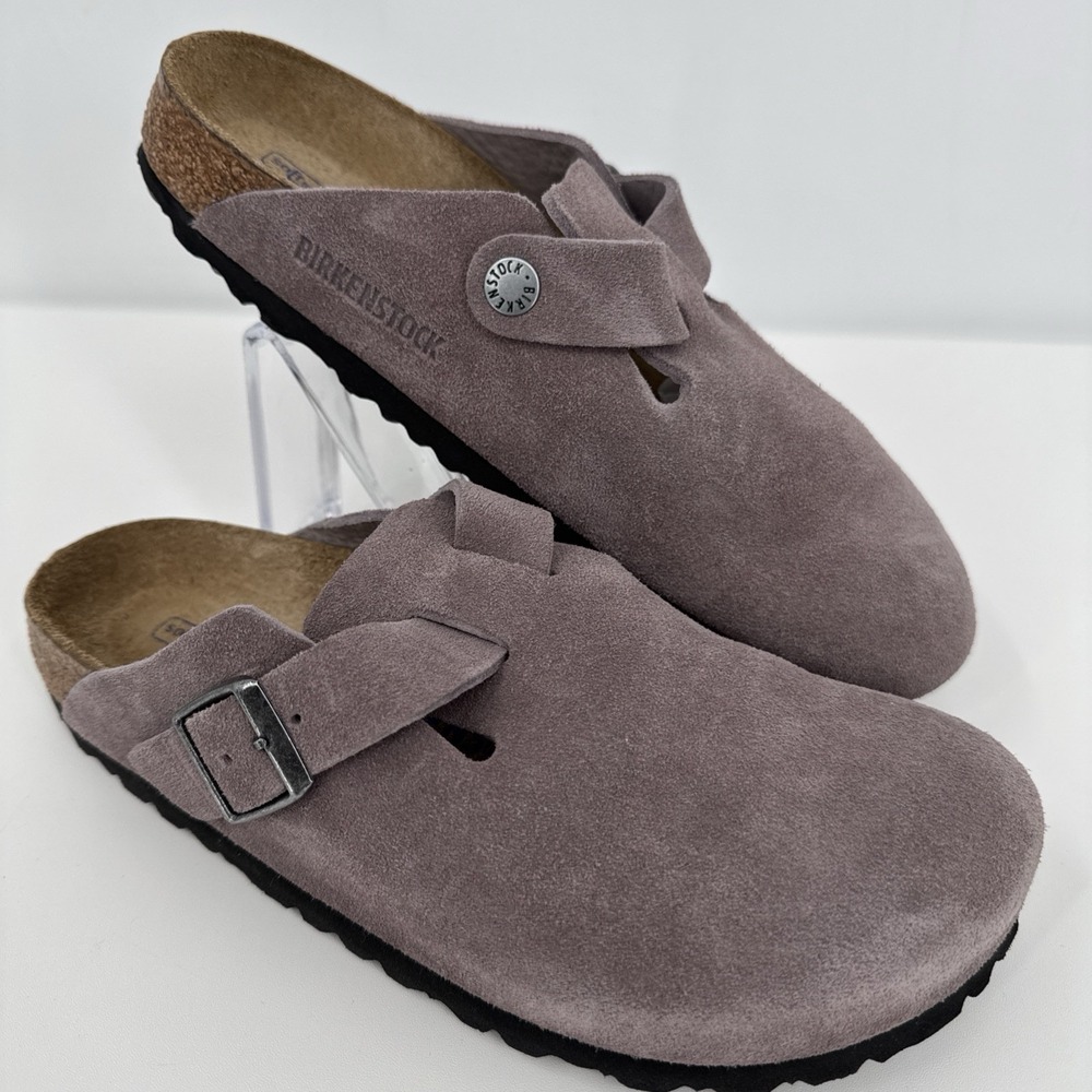 BIRKENSTOCK BOSTON SUEDE LEATHER CLOGS WOMENS Sz 37/6 Faded Purple Hippie Gorp - Picture 10 of 10